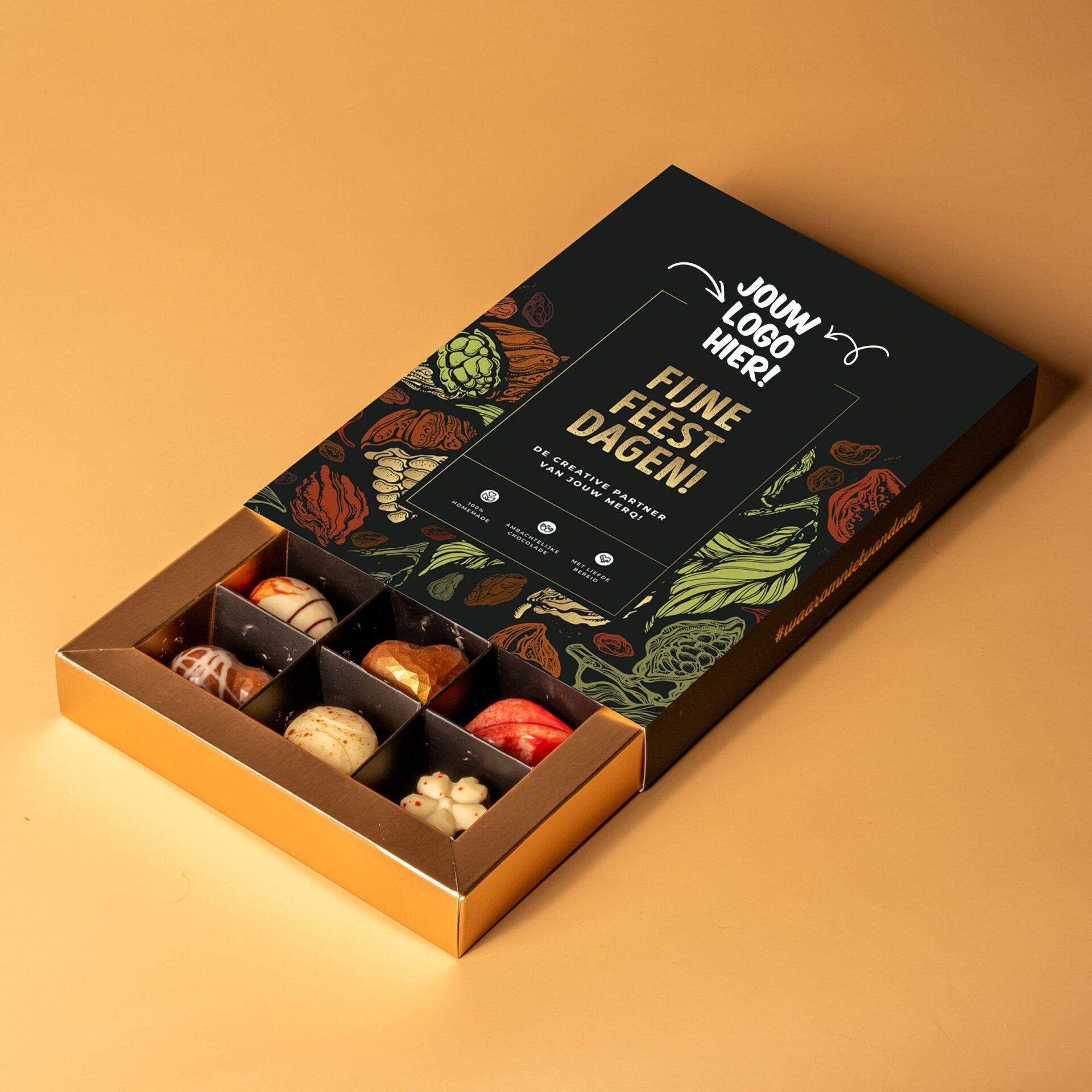 Kerst bonbondoosje met eigen logo – Chocoladelokaal